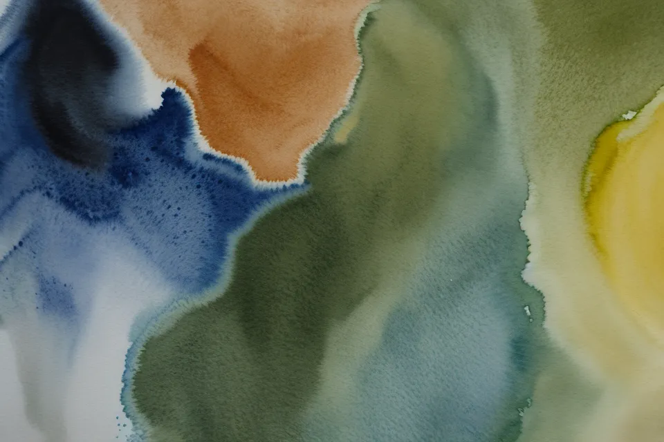 Nahaufnahme einer Aquarell-Mischpalette mit verschiedenen natürlichen Grüntönen für das Malen von Bäumen.