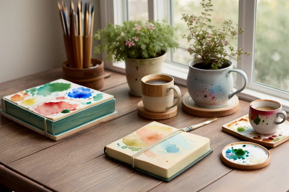 Feiner Rundpinsel mit Brauntönen auf der Palette für Porträt zeichnen und Haaransatz-Details