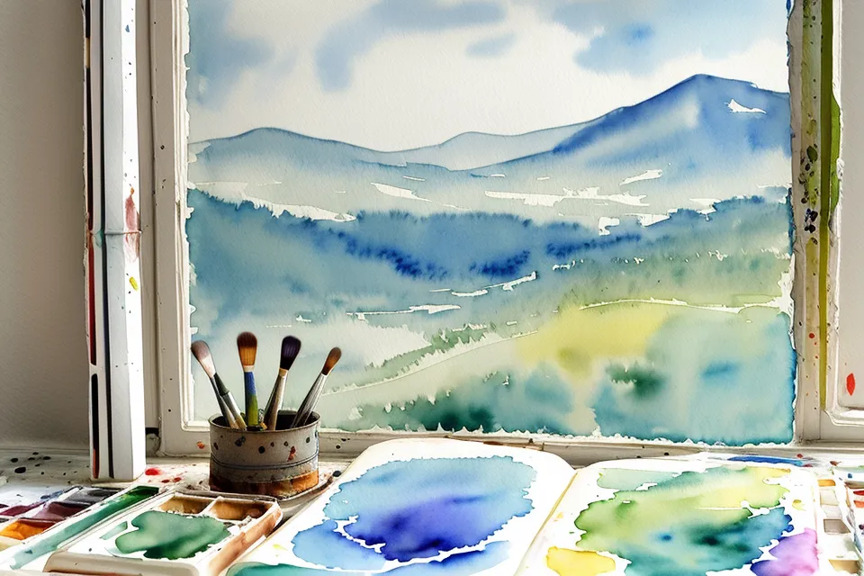 Aquarell-Skizzenbuch im Zug auf dem Weg nach Heidelberg