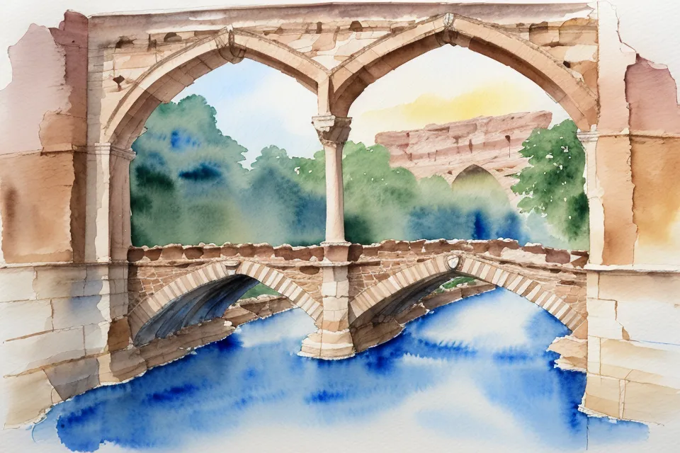 Heidelberg-Kunst: schnelle Aquarellskizze der Karl-Theodor-Brücke im Reiseskizzenbuch