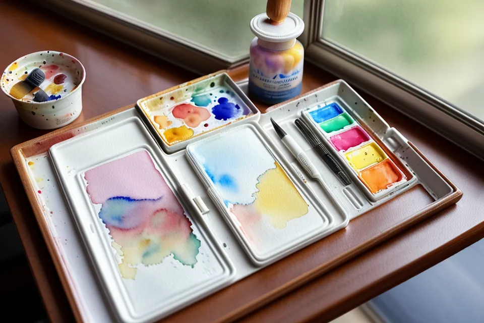 Reise-Aquarellset und Skizzenbuch während einer Zugfahrt nach Heidelberg.