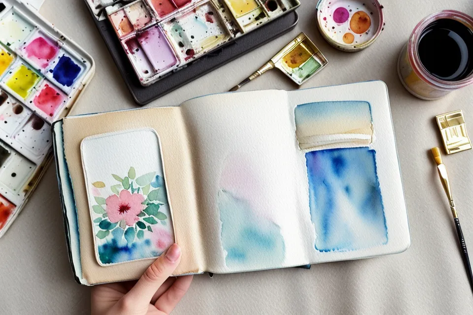 Ein kleines Reiseskizzenbuch mit Aquarell-Blumen für unterwegs.